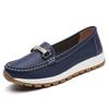 Pacecraft Shoes Women's Cowhide Loafers with Metal Buckle, Comfortable Casual Flat Shoes