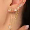 925 Silver Needle Luxury Long Chain Tassel Crystal Stud Earrings For Women Exquisite Pendant Gold Earrings Fine Jewelry