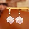 Synthetic Rhinestone Ginkgo Ear Pendant Double-layer Sweet Earrings Jewelry Ginkgo Earrings  Party