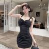Sexy Low-Cut Bodycon Mini Dress With Ruched Detail High Waist Sleeveless Slip Women