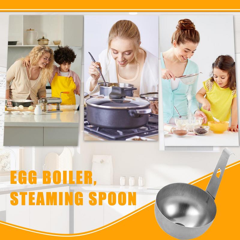 Poached Egg Cooker Hangable Stainless Steel Egg Poaching Pan Nonstick Round Boiler Cups Steamer For Household Kitchen Picnic