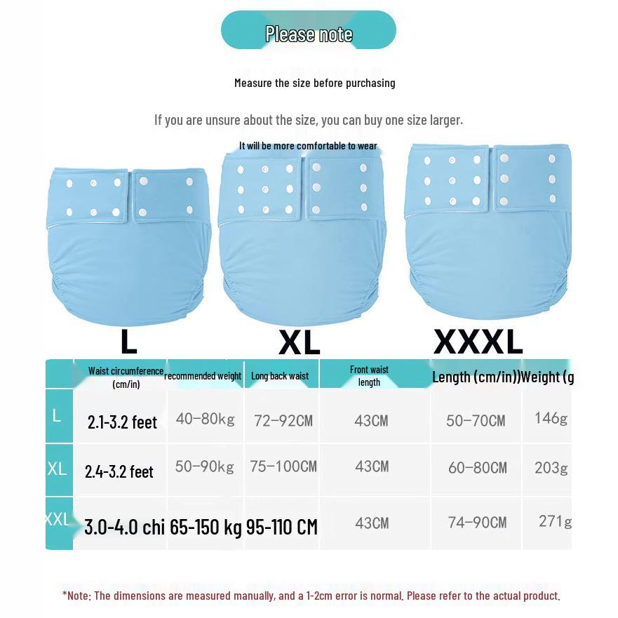 Buckle-Free Washable Adult Diapers with Ice Silk Lining for Seniors