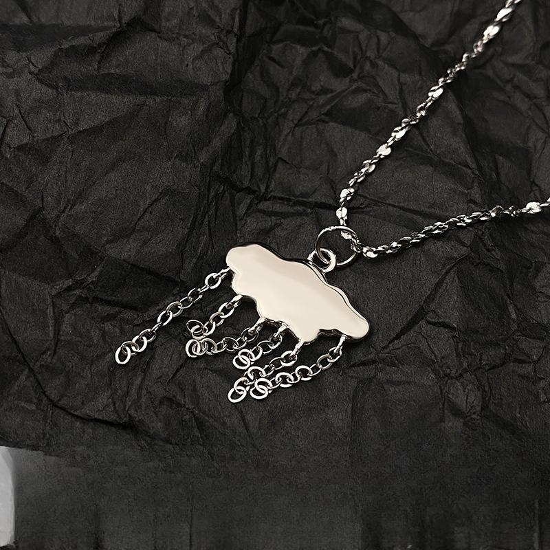 Simple Cartoon Cute Expression Cloud Tassel Necklace Raining Weather Elements Bone-breaking Chain