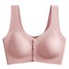 Women Middle Aged Plus Size Front Buckle Wire Free Thin Seamless Vest Bra