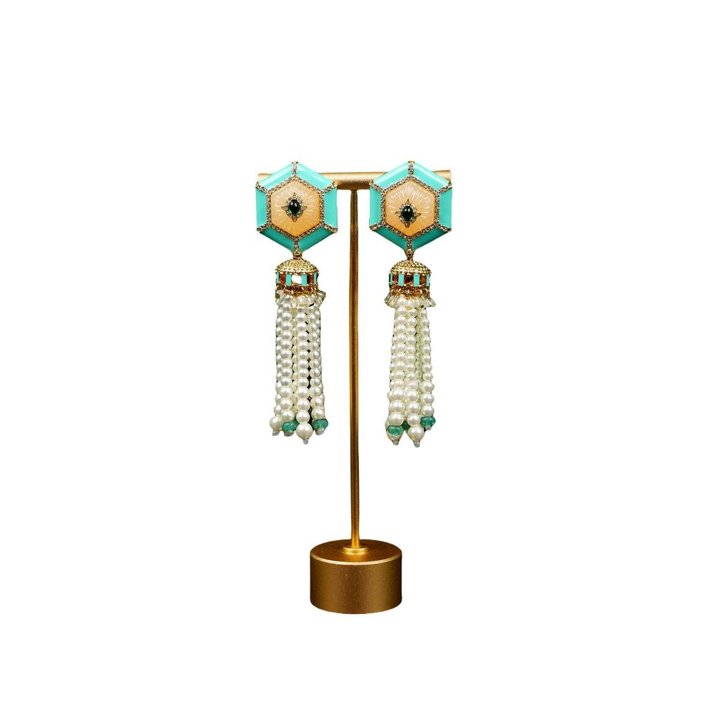 Elegant Multilayer Pearl Tassel Earring & Necklace Set for Women