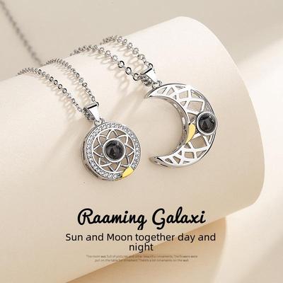 Zon & Maan 100 Talen Projectie Hanger Ketting voor Koppels
