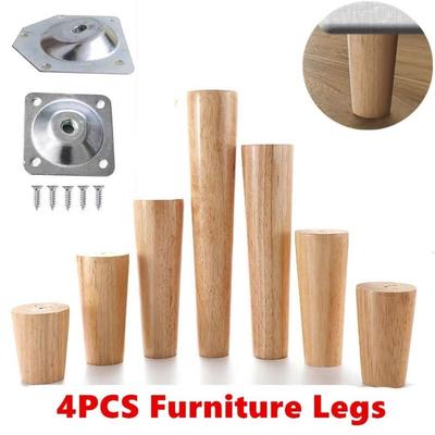 4 Stück 30-60cm Massivholz Möbelbeine DIY Schrankbeine Couchtischbeine Möbelzubehör