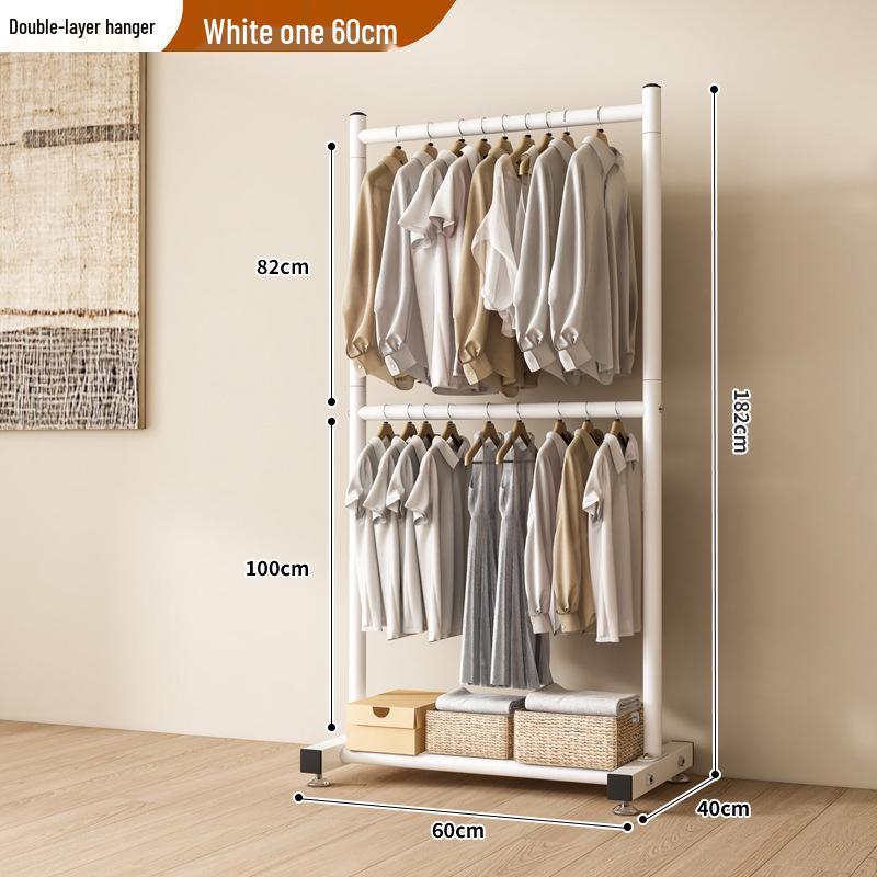 Single-Layer Clothes and Hat Rack for Bedroom or Balcony - Floor-Standing Design