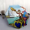 1pc Pippi Longstocking Automatic Folding Umbrella - Compact 8-Rib Design, Durable Plastic & Iron, Daily Use Z1230054
