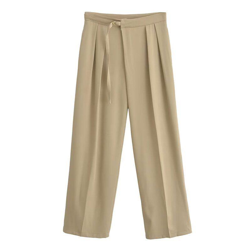 Fashion Style 2024 Autumn New Women's Clothing Loose Elastic Simple and Comfortable Wide Leg Casual Trousers 4387227