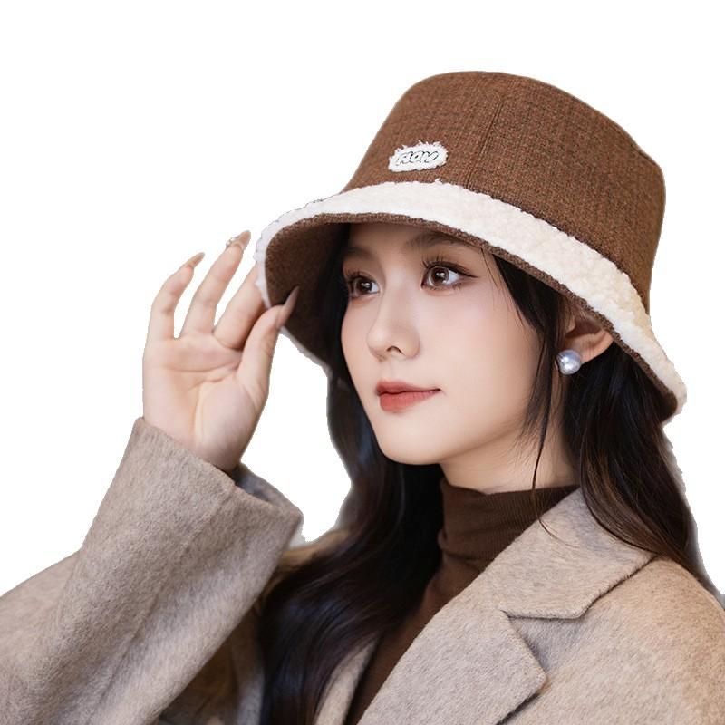 Japanese Versatile Plush Fisherman Hat In Autumn and Winter Thickened Windproof and Warm Bucket Hat Retro Casual and Small Face