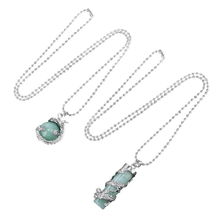 

Pack of 2 Natural Stone Cylinder Pendant Necklace Skin Safe Stones Fashion Neck Jewelry Suitable for Any Occasion 1