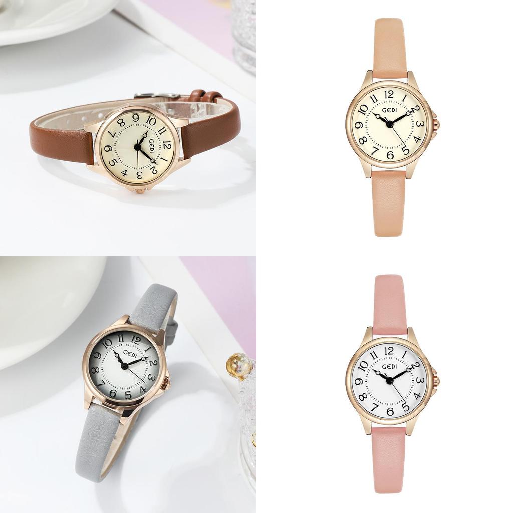 Gadi Vintage Style Quartz Watch For Women With Leather Strap And Water Resistance
