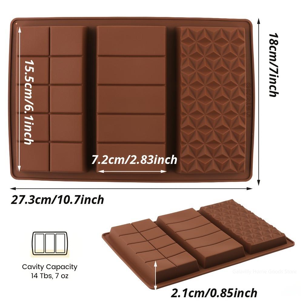 3-in-1 Thick Silicone Chocolate Bar Mold - Large Pistachio Filling Mould Food-Grade Reusable for Professional Candy Crafting