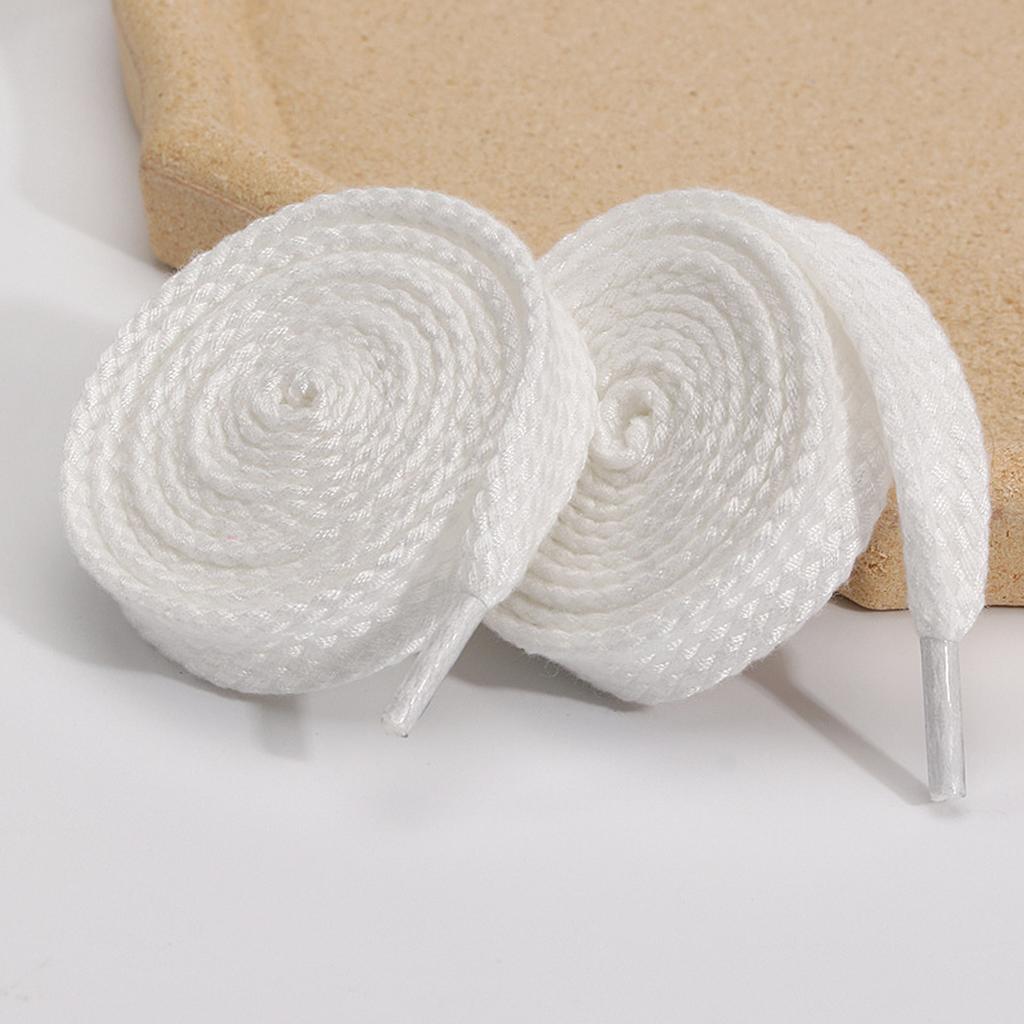 1/2 Pairs White Flat Braided Shoelaces, 15mm Wide Shoe Lace for Sneakers,  Replacements for Athletic Sport Shoelaces