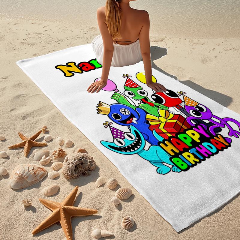 Custom Name Ultra-Soft Beach Towel with Garten of Banban Theme,Ideal for Pool - Camping, Diving - Perfect Travel Essential, Vibrant Beach Towel.