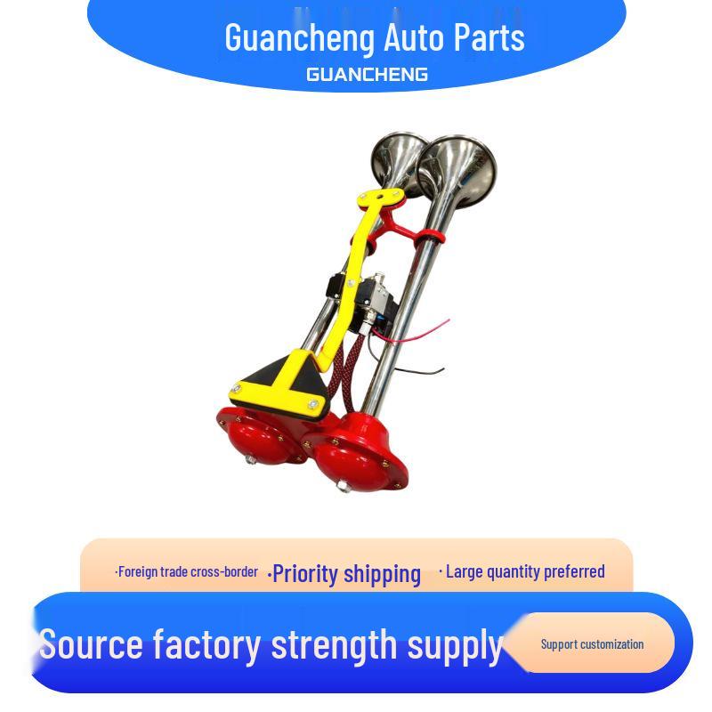 Dual-Pipe Electric Air Horn: Super Loud Thai Horn with Clear Sound - Fits Cars, Vans, Trucks, Available in Various Colors.