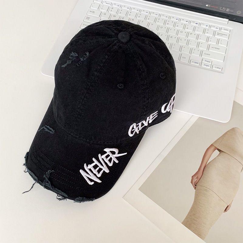 Fashionable New Arrival Embroidered Letter Decorated Comfortable Breathable Denim Hole Baseball Cap Trendy and Stylish