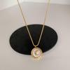 Women's Crescent Moon Necklace - White Shell, French Fashion, Titanium Steel, Retro Style, Water-Resistant.