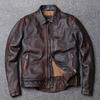 Spring and Autumn New May Khaki Brown Vintage To Do Old First Layer Cowhide Leather Leather Men's Motorcycle Tuxedo