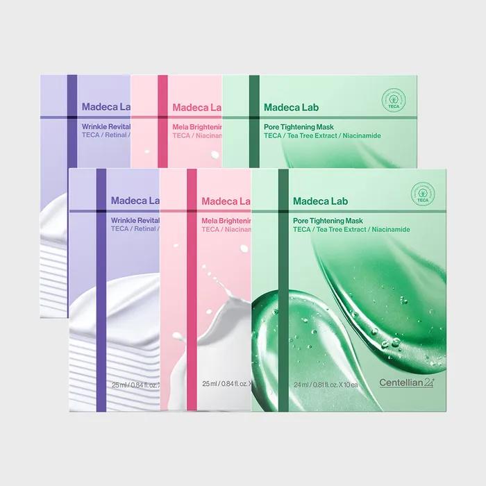 Centellian24 Madeca Lab Mask 3 Types (Wrinkle/Whitening/Pore) 20 Sheets Each (Total 60 Sheets)