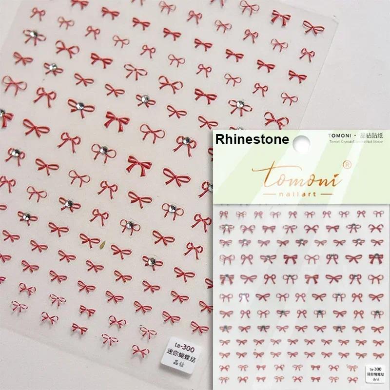 5D Sparkle Clear Diamonds Colorful Thin Little Bow Tie Bowknot Adhesive Nail Art Stickers Decals Manicure Ornaments Suppliers