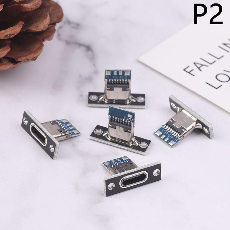 5Pcs Usb 3.1 Type C Socket With Screw Fixing Plate Type-C Usb Jack 3.1 Type-C 2Pin 4Pin Female Connector Jack Charging Port