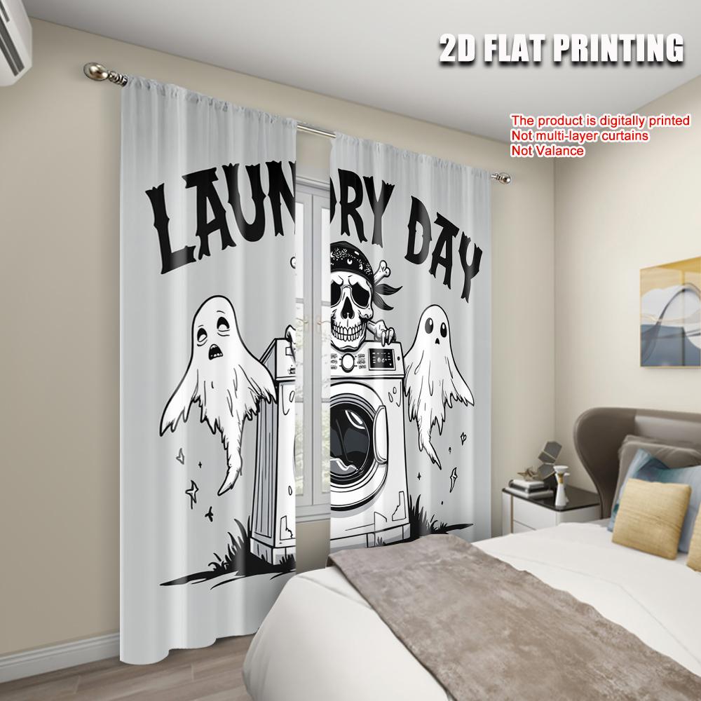 2pcs, plane printing Curtains Roller Blinds Colorful Laundry Pattern 33 Polyester (without rod) Decorations Outdoor for Living