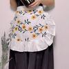 Cotton Half Apron with Daisy Print & Lace Hem Breathable Adjustable
