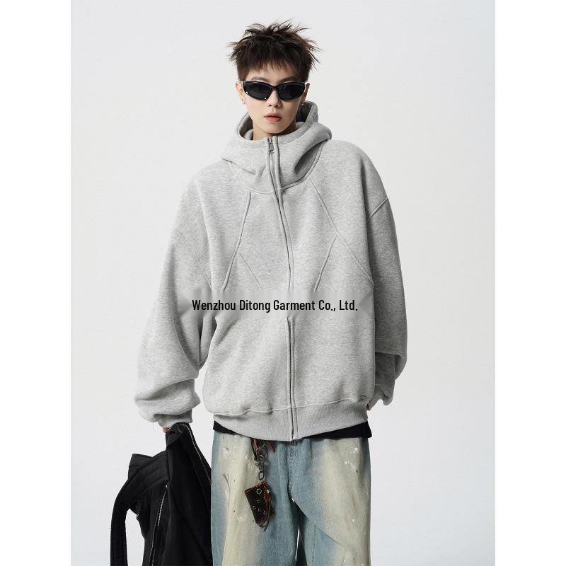 Men's Winter Heavyweight Fleece-Lined Deconstructed Patchwork Hoodie – Streetwear Trend