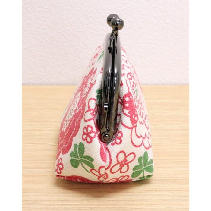 Kyuyuu Made In Japan Gamaguchi Coin Case 6x9x6cm Wallet Small Change Purse Bean-shaped Canvas Floral Pattern Tekuteko Hana Japanese Goods