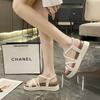 Rome with Skirt Sandals Women's 2025 Summer New Open-toed Versatile Beach Platform Super Soft Black Outer Sandals