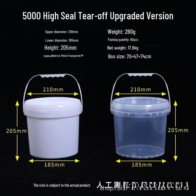 Yicang 5L Transparent Food Packaging Bucket with Handle & Tear-Off Lid