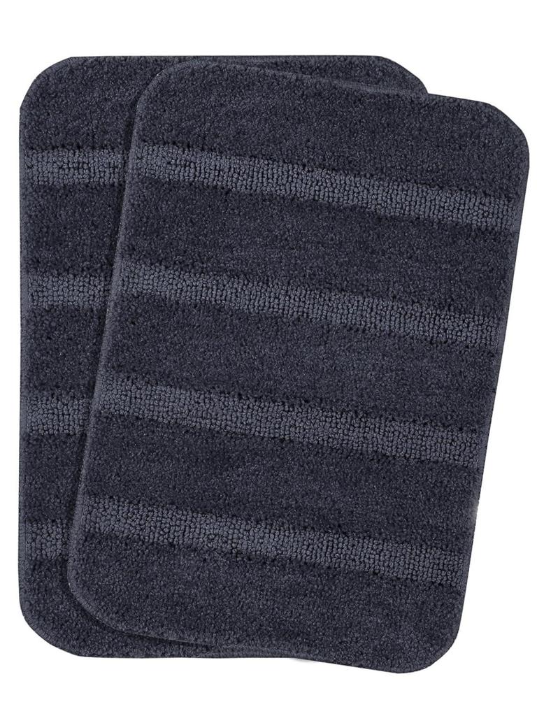 Microfiber Soft Anti Slip Rectangular Door Mat|Bath Mat Set of 2 (Grey, 35X50 CM)