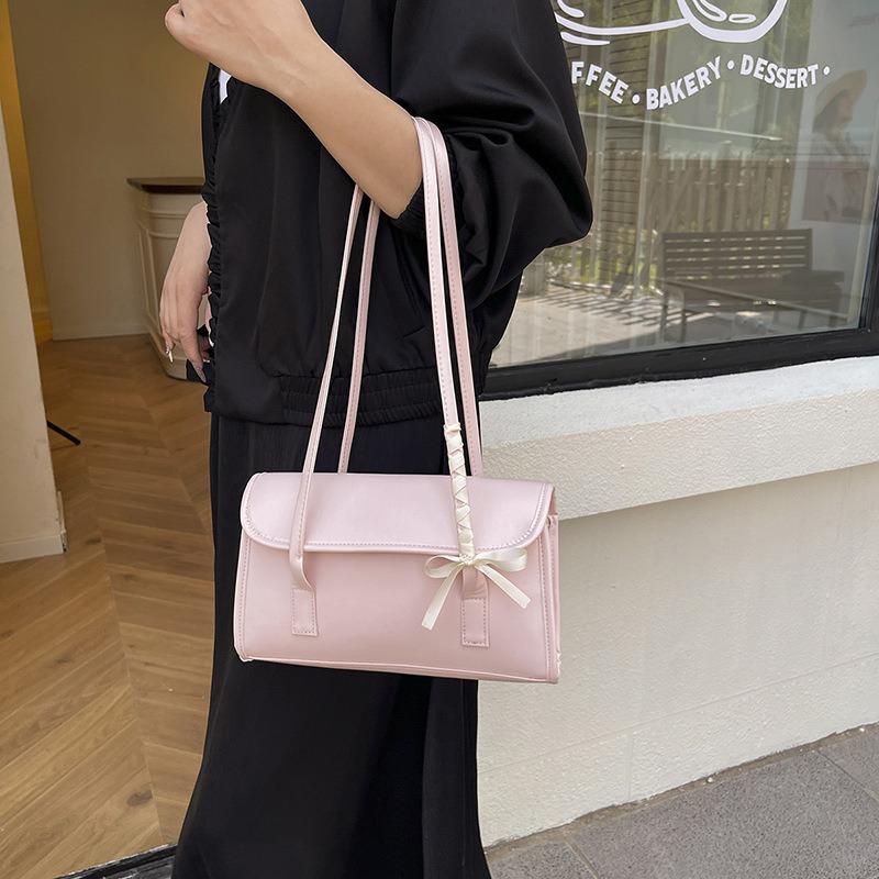 Neue schöne einfarbige lässige Schleife mit hoher Textur, temperamentvolle Damen-Tragetasche für die Schulter oder Achselhöhle