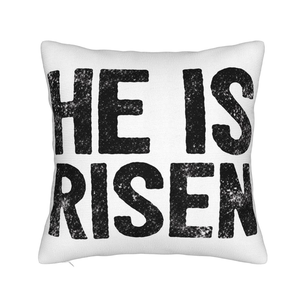 Pillow Cover He Is Risen Boho Easter Christian Jesus Vintage Pillow Case For Sofa Bedroom Home Decor Pillowcases