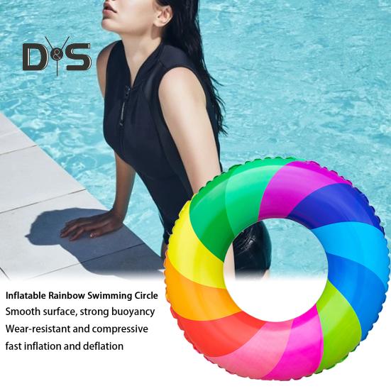 Anti-leak Kids Swimming Ring Smooth Fun Inflatable Rainbow Swimming Ring