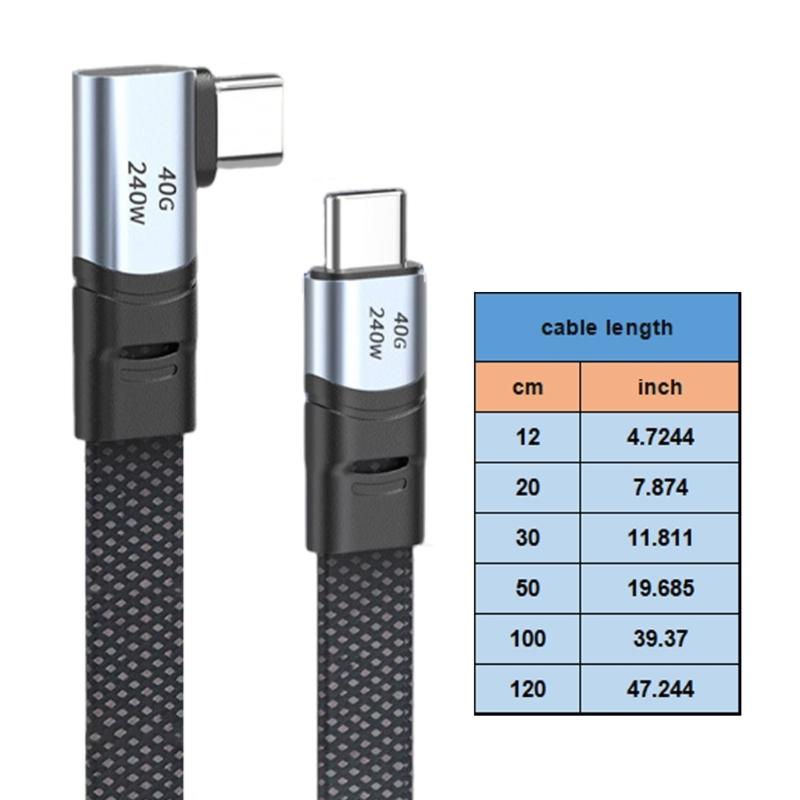 USB C to USB C Angled Cable, 240W 90 Degree Type C Charging Cord Data Cable for Smartphone Laptop