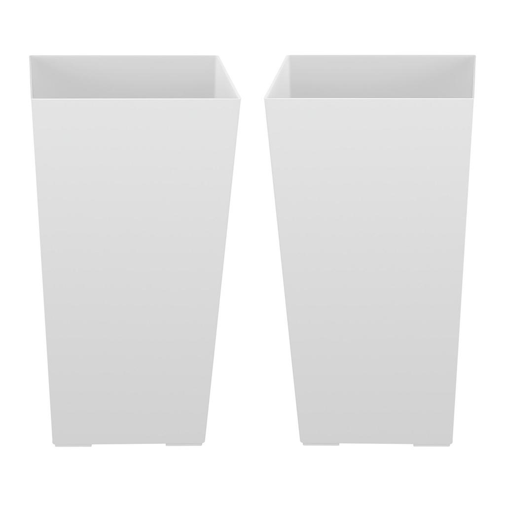 Tall Planters Set of 2, 550 Mm Large Outdoor Taper Planters for Outdoor Indoor Plants, Front Porch Plastic Modern Flower Pots with Casters, Inner Pot