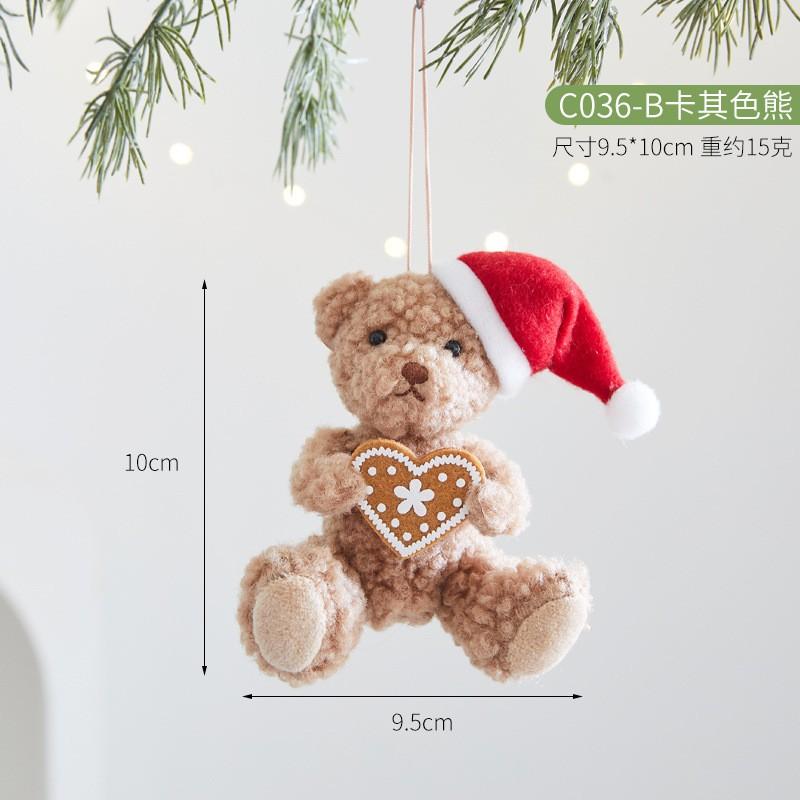 Christmas Plush Bear Ornament Cartoon Cute Desktop Decor Hotel Mall Hanging Decoration