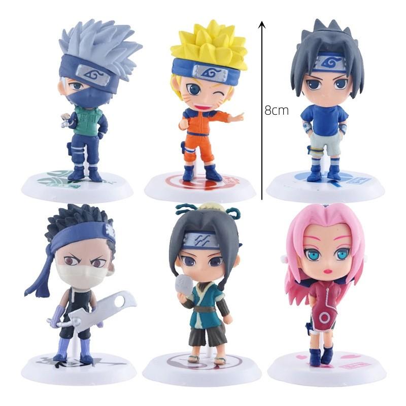 Mini Anime Figur Uzumaki Kakashi Uchiha Sasuke Itachi Kawaii Spielzeug Q Figural Auto Dekoration PVC Modell Geschenk