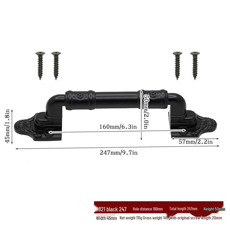 Heavy Duty Black Metal Barn Door Handle for Sliding & Wooden Doors