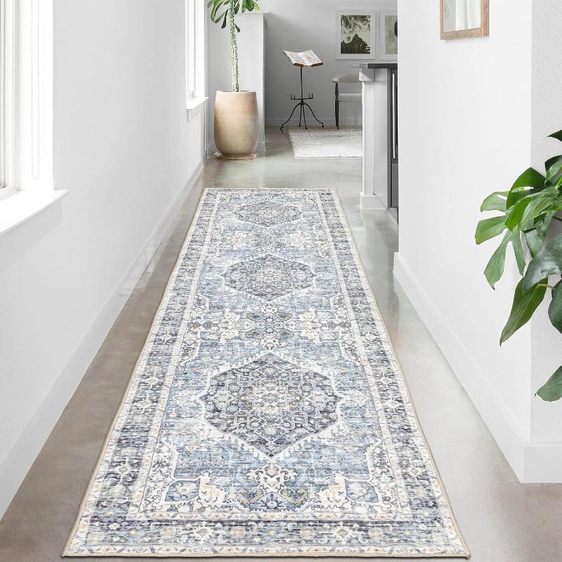 Oriental Vintage Runner Rug Non Slip Washable Hallway Carpet for Entryway Kitchen Bedroom Farmhouse Indoor Floor Decor