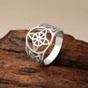 Witch Knot Rings Stainless Steel Celtic Protection Jewelry for Women Men Couple Wicca Amulet