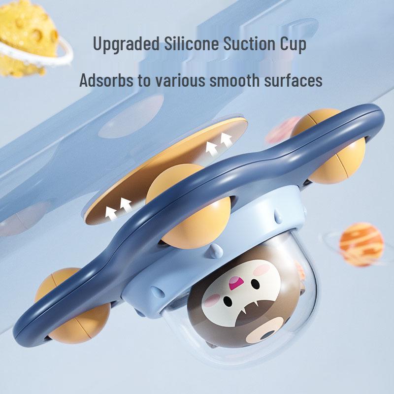 Rocket Spin Top Baby Soothing Toy with 3D Cartoon Design for Dining and Bath