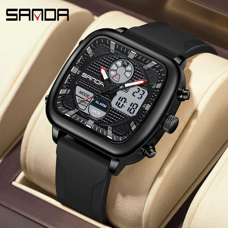 Sanda Multifunctional Men's Luminous Waterproof Electronic Alarm Watch