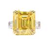Lulu Tong S925 Silver Square Emerald-Cut Ring with Simulated High Carbon Diamond for Women