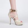 Fashion Women's Super High Thin Heels Sandals 2025 Summer Covered Heel with Back Zip Sexy Platform Evening Party Dress Shoes for Women