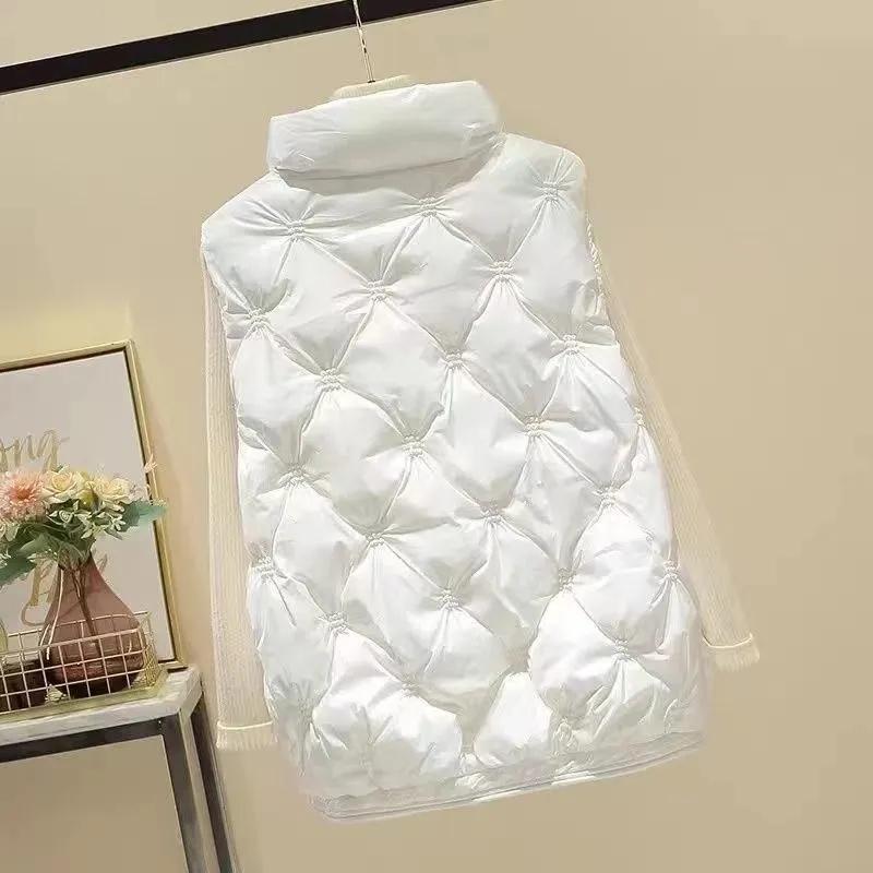 Jachetă Femei Iarnă Fără Mâneci Vestă Puf Puf de Rață Vesta Puf Foarte Ușoară Rezistentă la Vânt Îmbrăcăminte Exterioară Femei Gilet