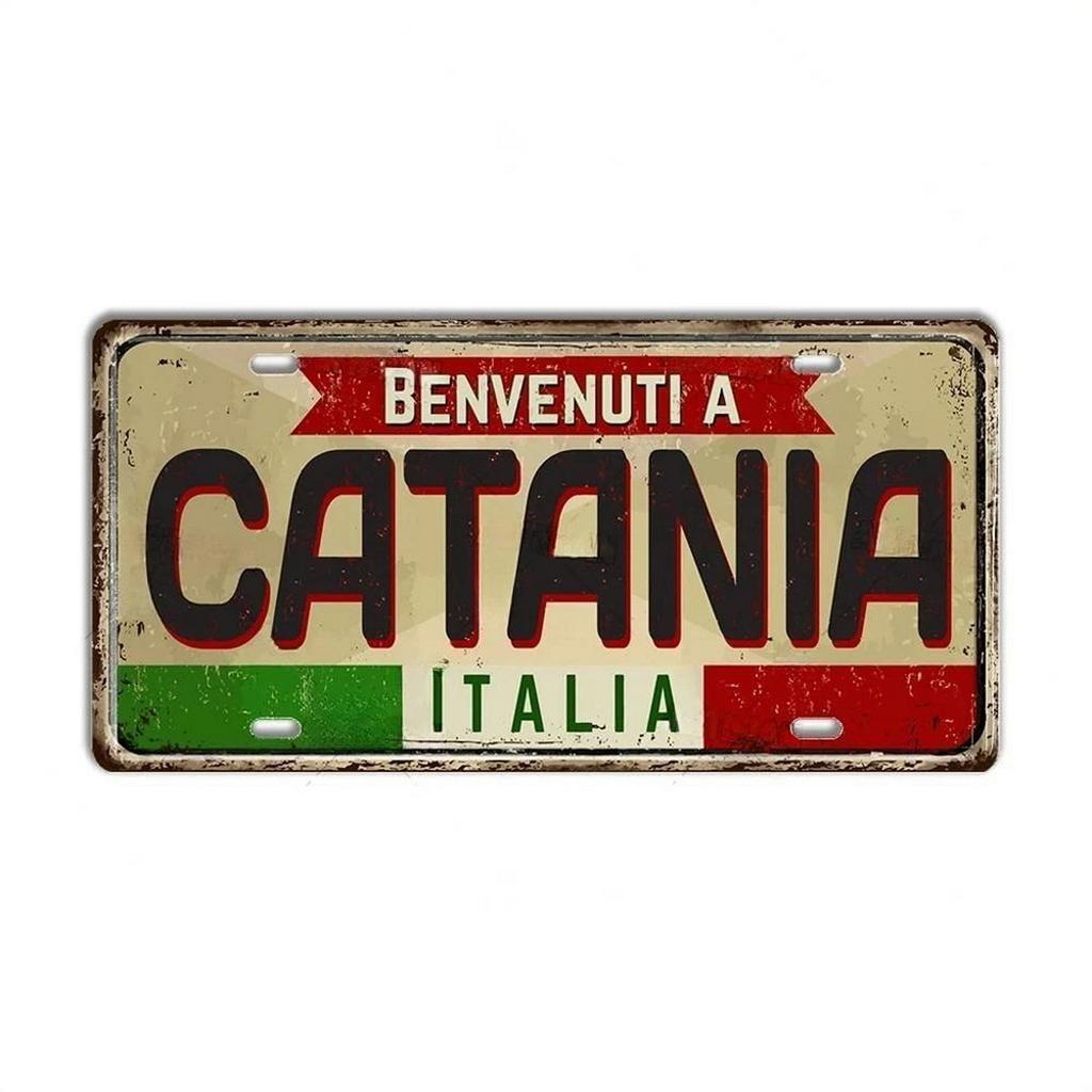 Mfoever Tin Italy License Plates for Wall Art Decoration Metal Tin Signs Vintage Tags Metal Automotive Signs For Cafe Bar Club Garage Pubs